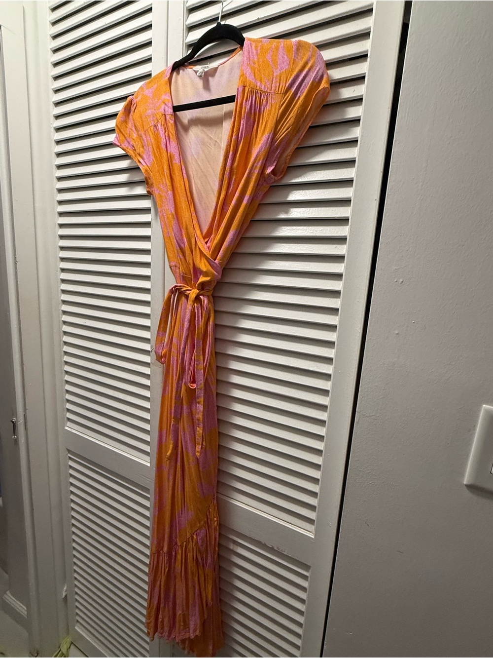 Xix Palms Women's Orange & Pink Wrap Maxi Dress, XS